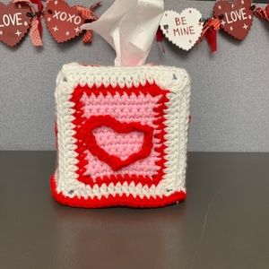 Valentines Tissue Box Cover Crochet New Handmade Crochet